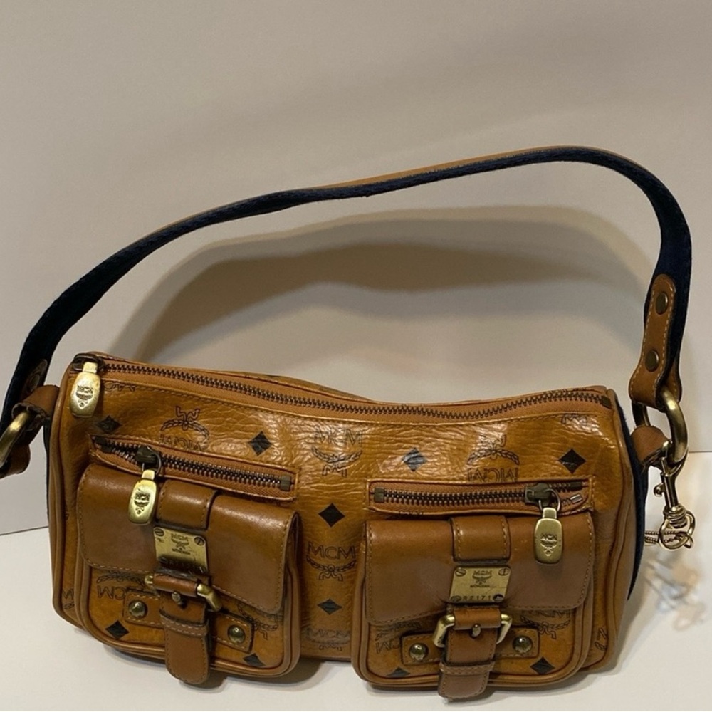 MCM Cognac Visetos Pocket Satchel Brown Handbags and Purses Leather
Shoulder Bag
